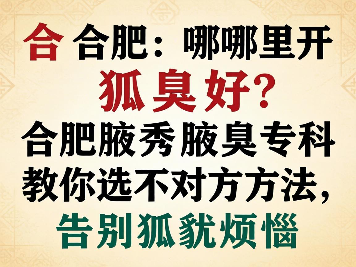 合肥哪里开狐臭好？合肥腋秀腋臭专科教你选对方法，告别狐臭烦恼
